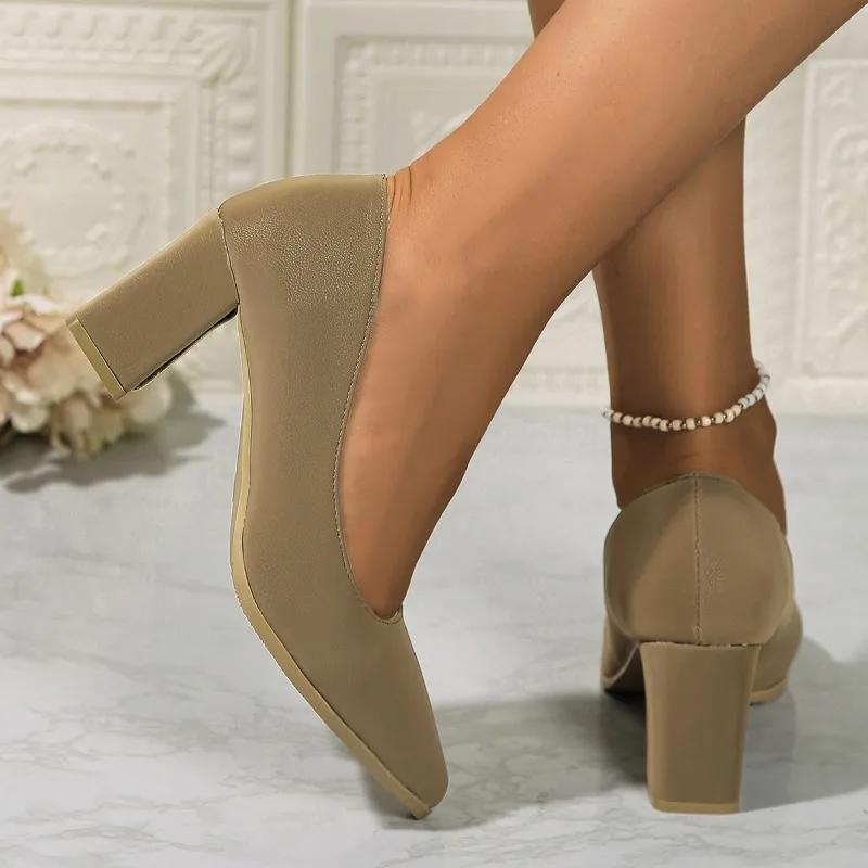 Fashion 2024 Hot Sale Women's Shoes Shallow Women's High Heels Fashion Pointed Toe Office and Career New Plus Size Solid Heels Women