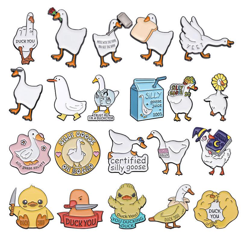 Animal Eyecatching Cartoon Duck Goose Brooch Collection In Alloy For Fun Accessories