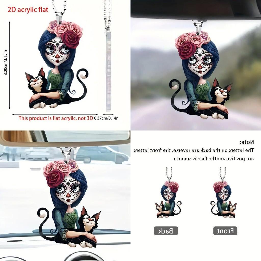 Cat Woman Delightful Acrylic Car Ornament Vibrant Interior Decor Accessory For Occasion Any