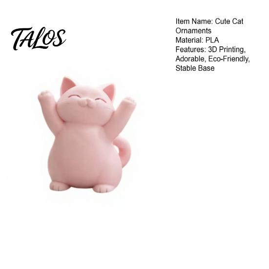 Unique Cat Gifts 3D Printed Pink Hugging Figurine, Adorable Sitting Kitten Statue with Raised Paws, Desktop Decor Kawaii Desk Car Dashboard