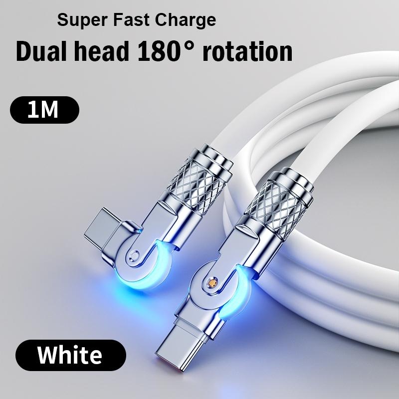 120W PD USB C To Type C Cable Elbow 180 Degree Rotation Super Fast Charge For Samsung S24 S23 S22 Ultra Huawei Laptop Data Sync