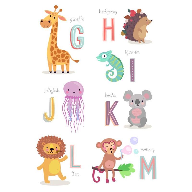 

Плакат Настенное Искусство Английский Алфавит Ребенок Дети Животные Буква Холст Картина Язык Образовательная Картинка Декор Детской Комнаты 21cm×30cm NoFrame