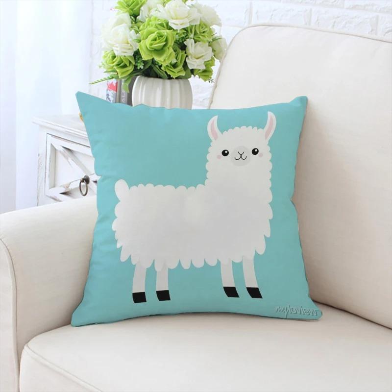 Cute Cartoon Alpaca Pillowcase Car Ornaments Office Living Room Sofa Home Pillowcase