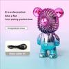 Car Ornament Model New USB Mini Cute Cartoon Bear Fan Wind Power Handheld Portable Fan Convenient Office Small Fans Gifts