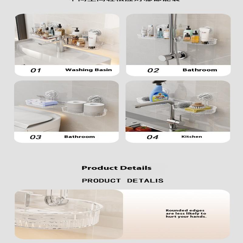 Portaoggetti per Lavandino con Ventosa Portasapone a Distribuzione Automatica Bagno Lavandino Senza Foratura