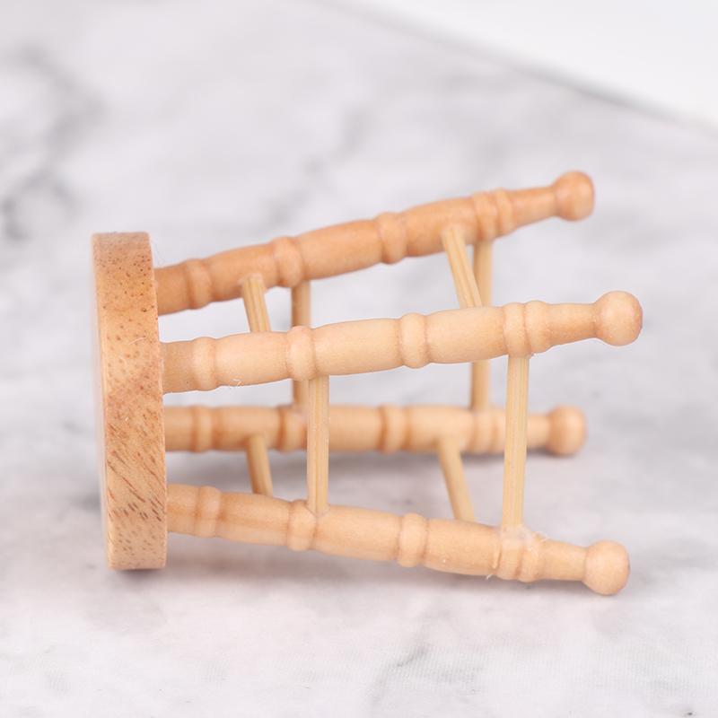 Dollhouse Wooden Round Bar High Stool Simulation Mini Ornaments Children Toy