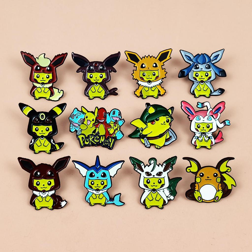 Pokémon Anime Merchandise: Cute Eevee Headband & Pikachu Brooch Backpack Badge