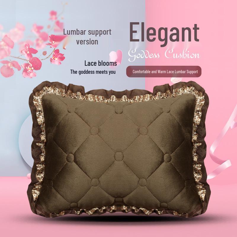 Uniwersalna antypoślizgowa pluszowa poduszka na fotel samochodowy z koronkowym wykończeniem na jesień i zimę