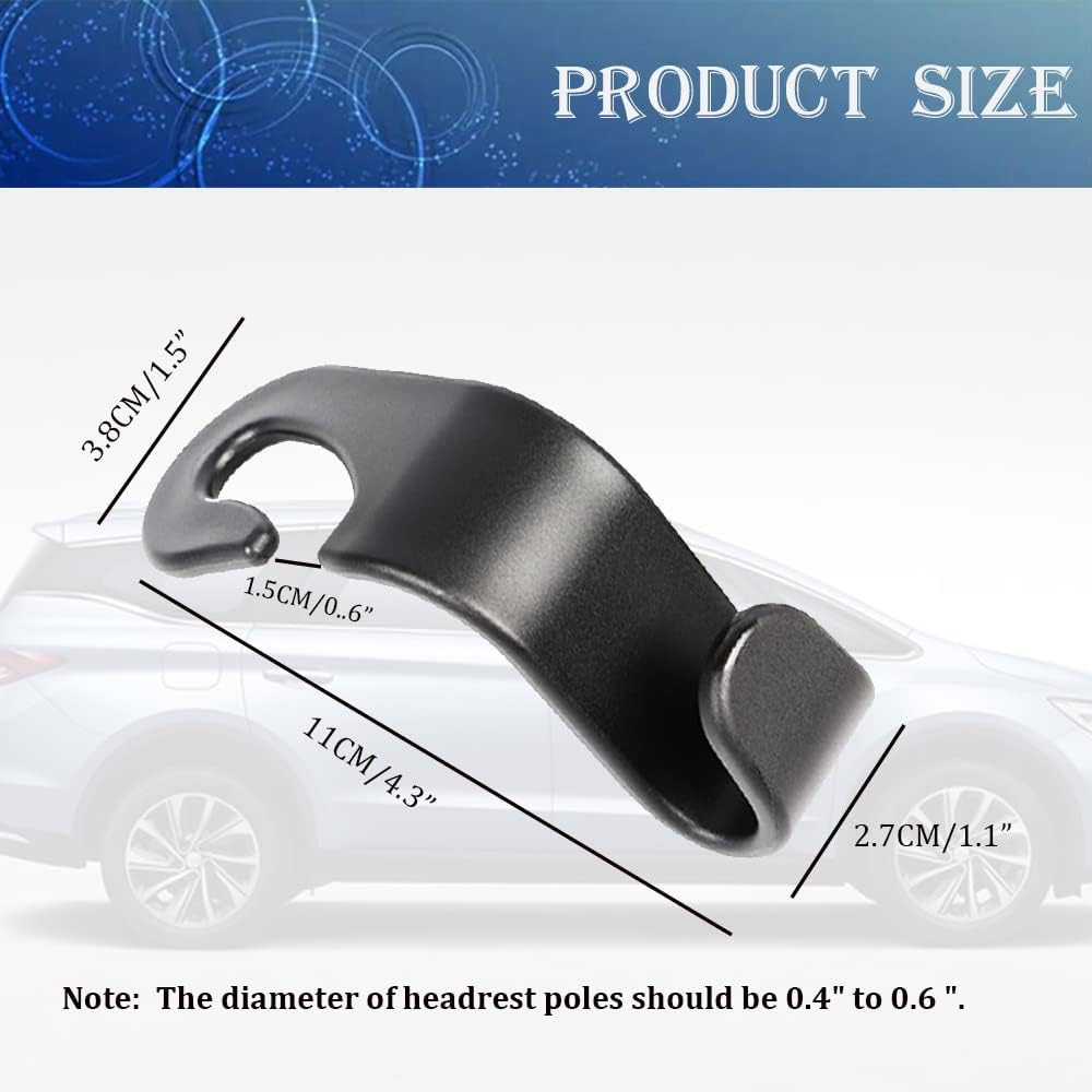 Car Headrest Hook for Purses and Bags 4 Packs,Car Back Seat Headrest Hanger,Universal Vehicle Storage Organizer(Black,4Pack)