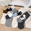 Autumn Vintage White Kawaii Socks Women Cute Cartoon Cat Pattern Middle Tube Socks Japanese Soft Cotton Winter Warm Floor Sock