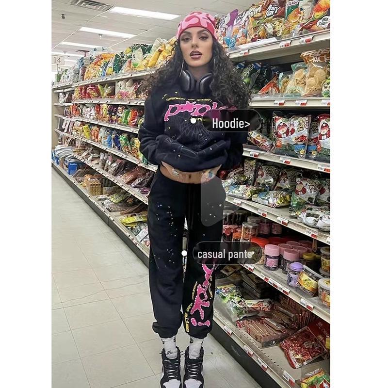 Spider Heavyweight 450G Fleece-lined Hoodie - European & American Trendy Brand Sp5der Sweatshirt