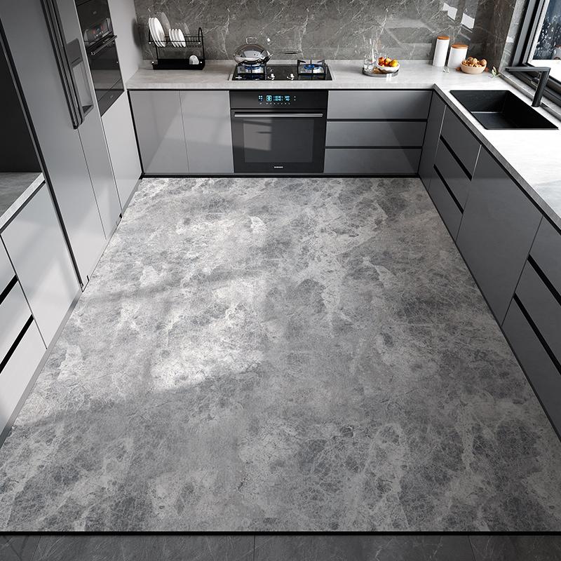 Kitchen Floor Mat Waterproof Non-slip Oil-resistant Leather Carpet PVC Large Size Imitation Marble Geometric Rug Home Decora Mat