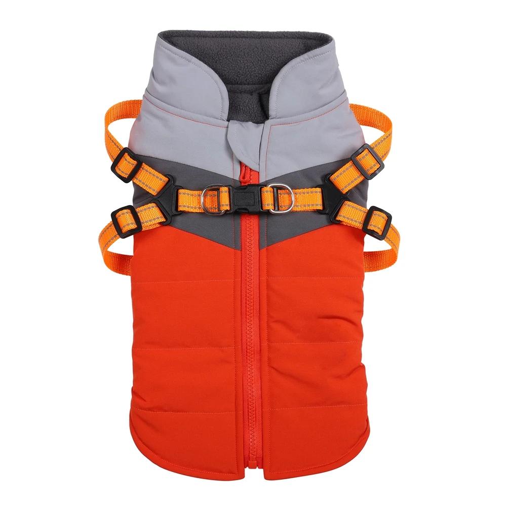 Winter Warm Dog Clothes Reflective Pet Dog Jacket With Harness Waterproof Dog Coat for Small Large Dogs French Bulldog Outfit