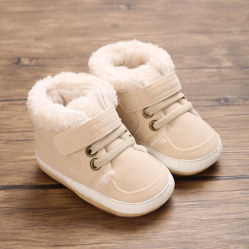 

HAIZHIW 0-18M NEW Winter Baby Boys Girls High Tops Sneakers Rubber Anti-Slip Sole Fleece for Warmth Infant Newborn Shoes 0-6 Months