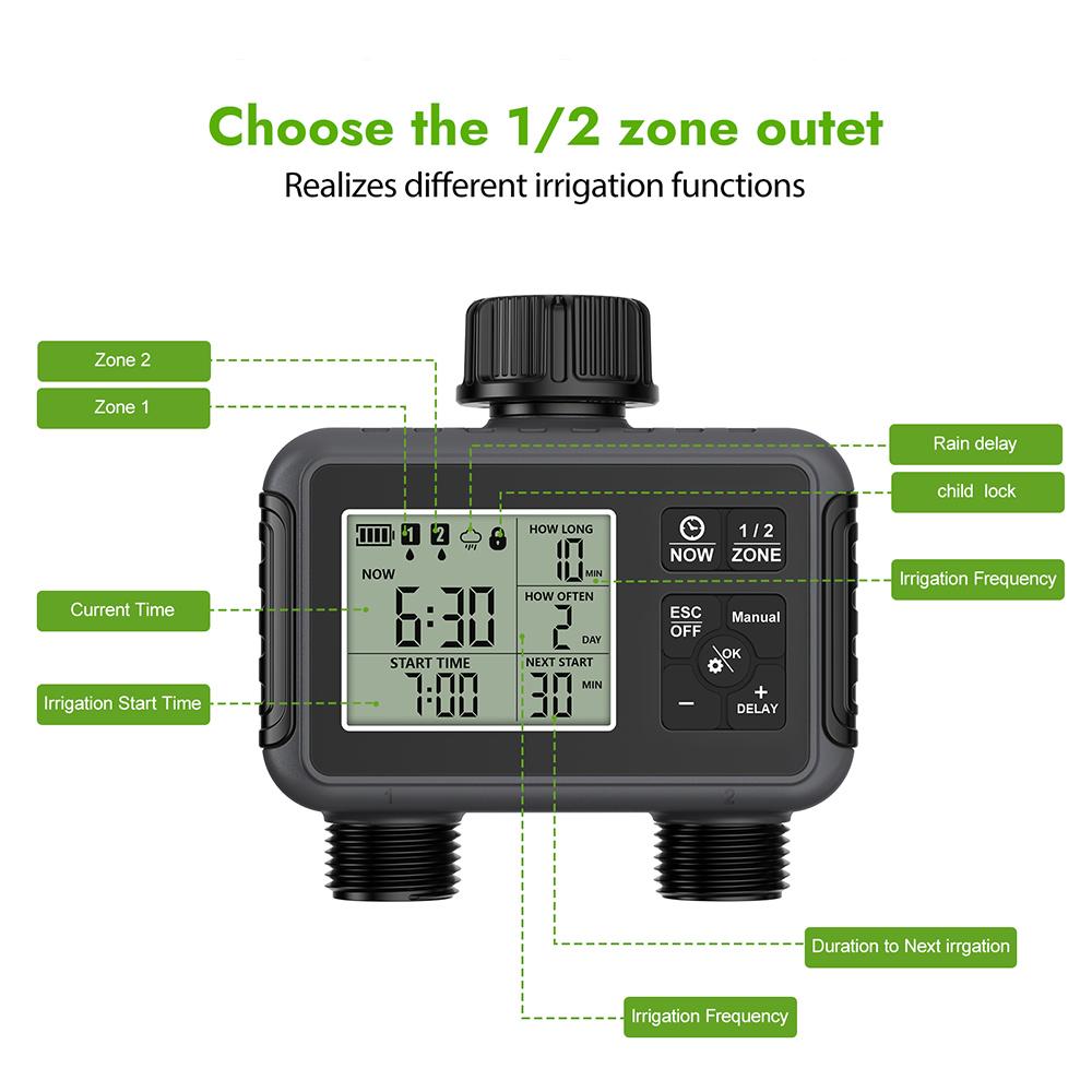 Intelligent Watering Controller 1/2 Outlet Automatic Irrigation Water Timer Programmable Irrigation Watering System for Outdoor