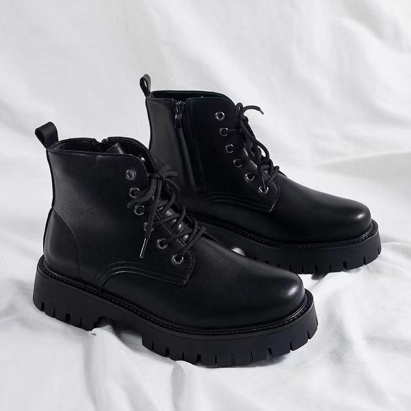 Boty pro muže Kožené Vysoké boty pro muže Britské Kůže Vysoká kvalita Platformové boty Trend Nástrojové Pánské boty Botas Para Hombre