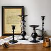 Black and Silver Two-Tone Metal Candlesticks, Set of 3 Modern Column Candlesticks for Centerpiece Home Decor