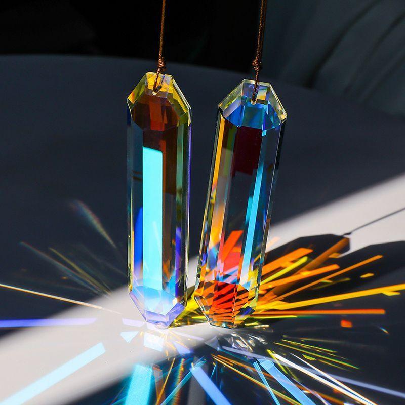Crystal Prism Rainbow Maker Hanging Suncatcher Bright Color Artificial Decor for Outdoor Garden Yard Ornament