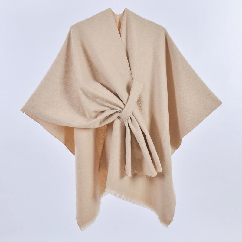 New Women's Spring Scarf Shawl Fashion Versatile Solid Color Four Seasons Imitation Cashmere Split Cape
