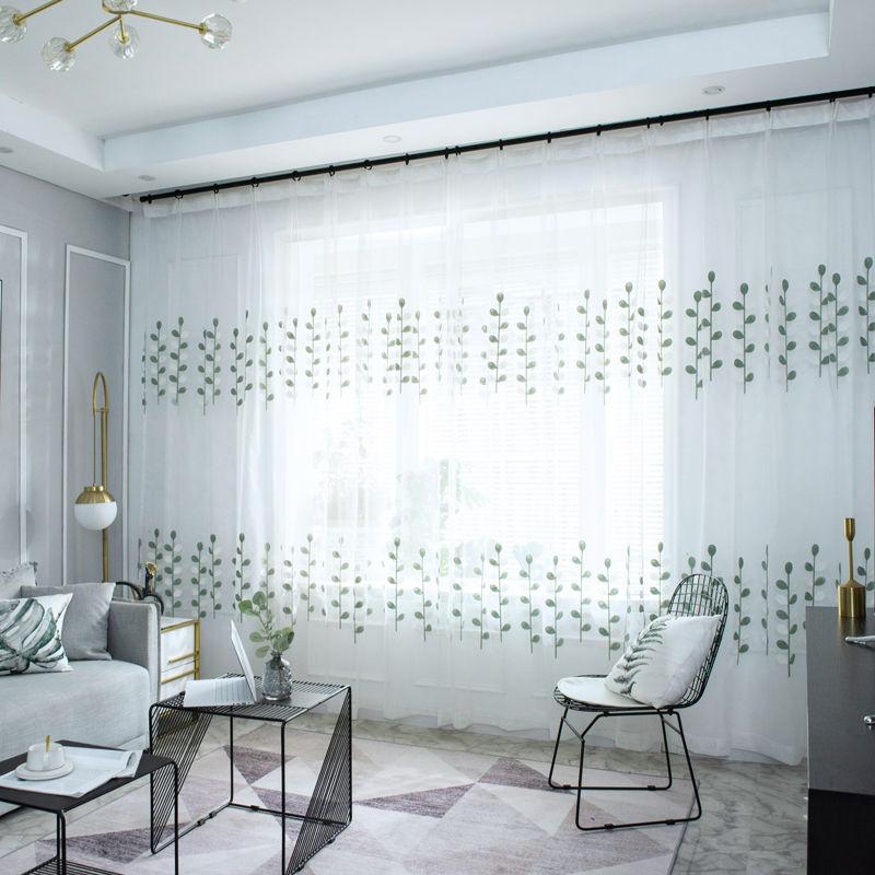 Купить Тюлевые прозрачные шторы с вышивкой и листьями для гостиной ...