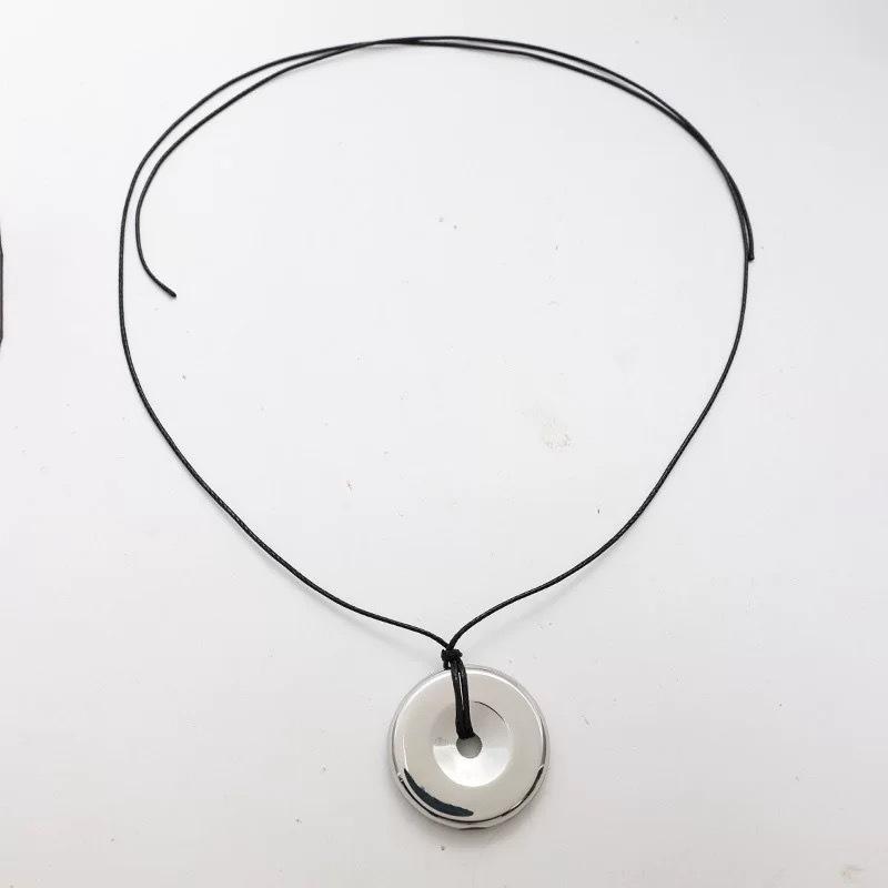 Black Leather Water Bottle Pendant Necklace - Versatile, Chic Accessory for Women