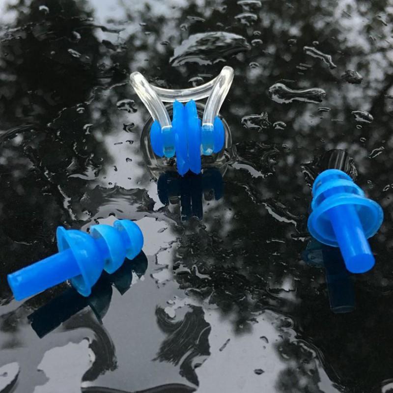 Silicone Nose Clip Ear Plugs Set Swimming Adults Kids Unisex Leak-Proof Water Sports Gear