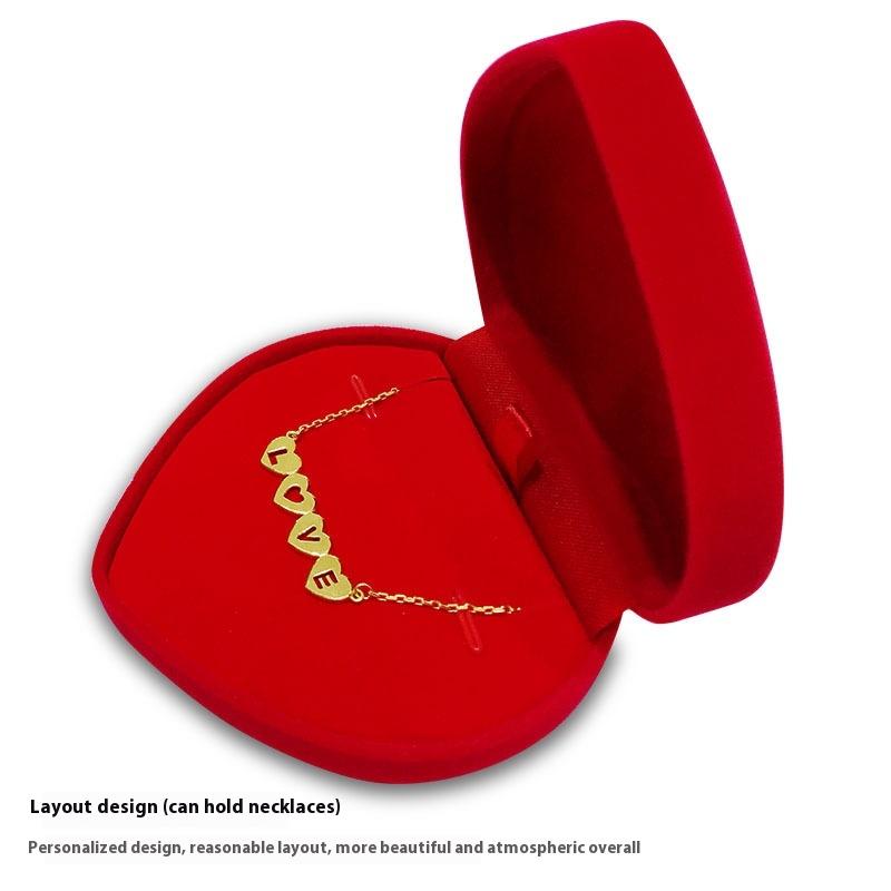 

Velvet Heart Jewelry Box Soft Red Ring Necklace Packaging Case Elegant Love Gift Display Storage Organizer Romantic Proposal A1