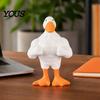 Pato Musculoso Accesorio de Escritorio Figura Musculosa de Resina, Estatua Fuerte de Fitness, Adorno Blanco Amarillo en Forma de Figura para Decoración de Mesa Hogar Oficina