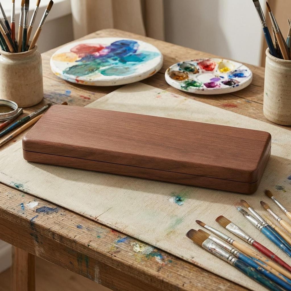 Wooden Water-Based Paint Box Detachable Art Supply Travel