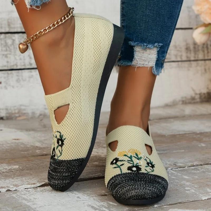 2024 Shoes Women's Summer Mesh Breathable Flat Shoes Ladies Comfort Light Sneaker Socks Women Slip on Loafers Zapatillas Muje