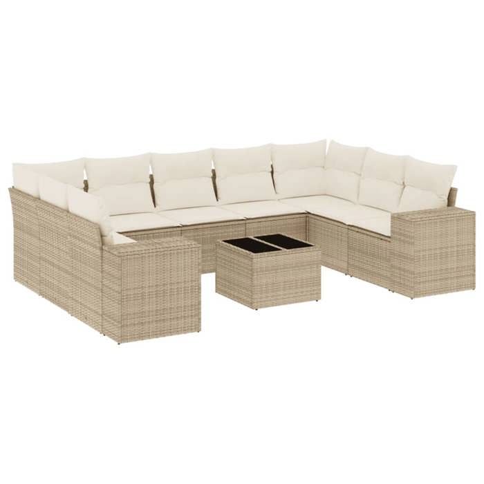 VidaXL Garden Lounge Set with Cushions 10 Pcs, Patio Sofas, Patio Furniture Set, Outdoor Furniture, Beige 3223007