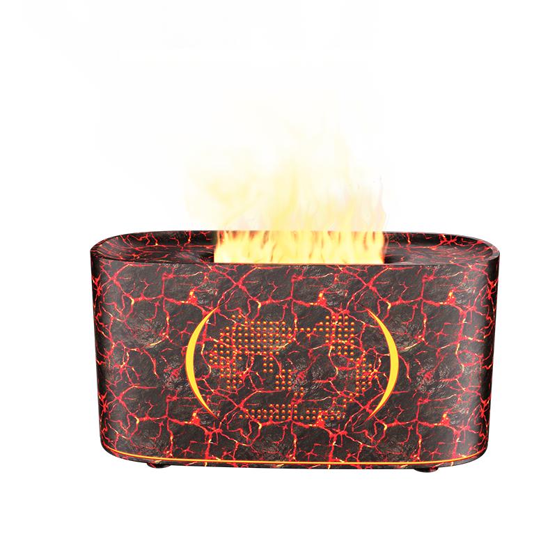 Diffuseur d'arômes à flamme vacillante - Brume automatique, Compact pour la maison/l'hôtel, Diffuseur d'huiles essentielles à grain de bois craquelé