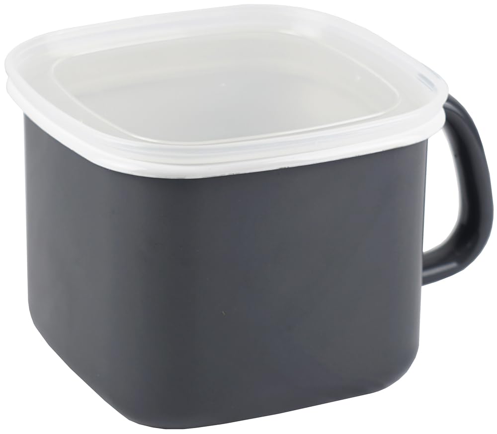 [Amazon.co.jp Exclusive] Fuji Enamel Square Miso Pot, Cool Gray AMZ-KP.CG