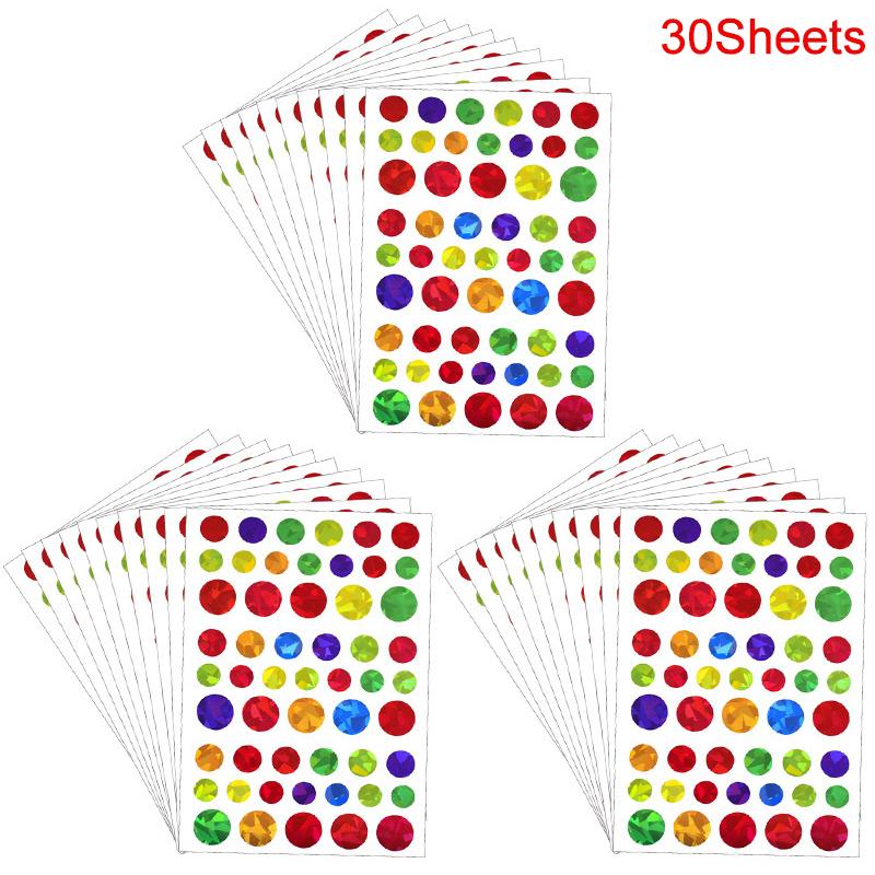 30/10Sheets Star Dot Heart Stickers Kids Birthday Party Favors Glitter Adhesive Sticker Reward Chart Labels Gift DIY Decoration