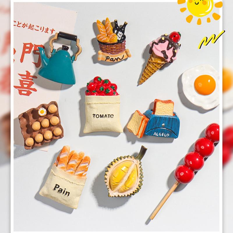 Creative Three-Dimensional Cute Food Refrigerator Sticker, Decorative Magnet Sticker