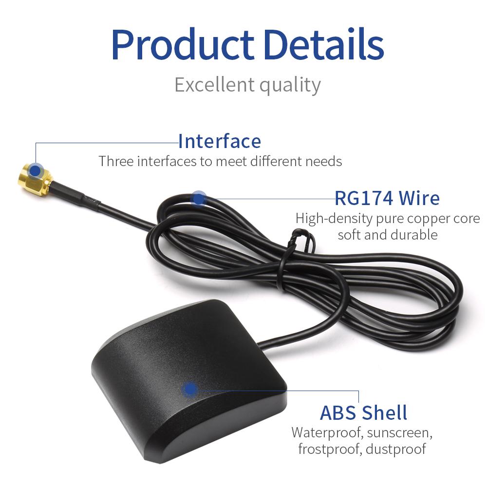 Factory Supply Glonass Gnss Waterproof Bd Car Gps Antenna Rg174 Cable Farka Gps Antenne Connector External Active Gps Antenna