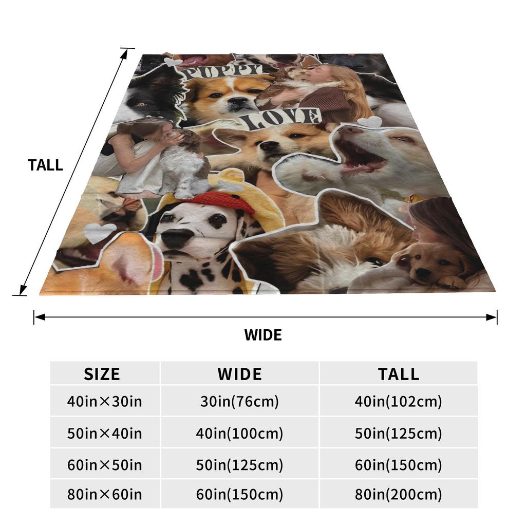 Cute Puppy Dog Warm Soft Blanket Pet Camping Plush Throw Blanket Novelty Couch Chair Flannel Bedspread Sofa Bed Cover