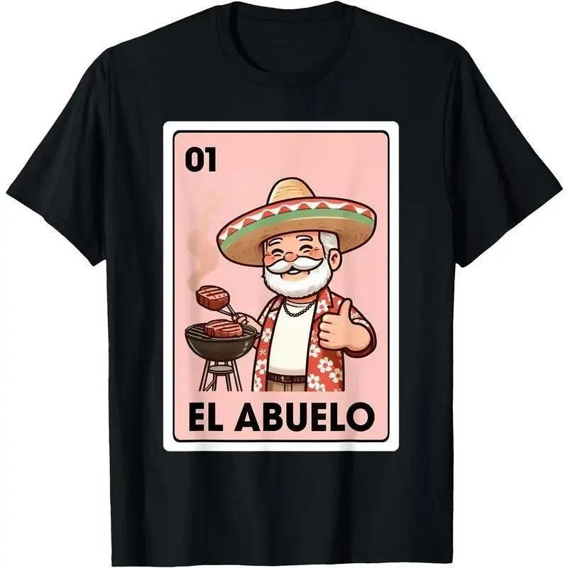 [100%25 Cotton] El Abuelo Grilling Grandpa Mexican Bingo Card Unisex T-Shirt XS