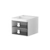 Multi Functional Desktop Storage Box with Two Transparent Drawers and Top Compartments for Organizing Stationery Cosmetics and Small Items