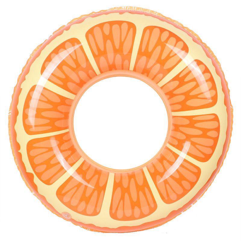 Orange PVC Inflatable Swim Ring - Thickened for Adults, Beginner-Friendly, Large Buoyancy.