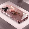 Rose Pattern Metallic Paint Glass Phone Case Suitable for iPhone17 16 15 14 13 12 11Pro/Max/Plus Anti Fingerprint and Shockproof