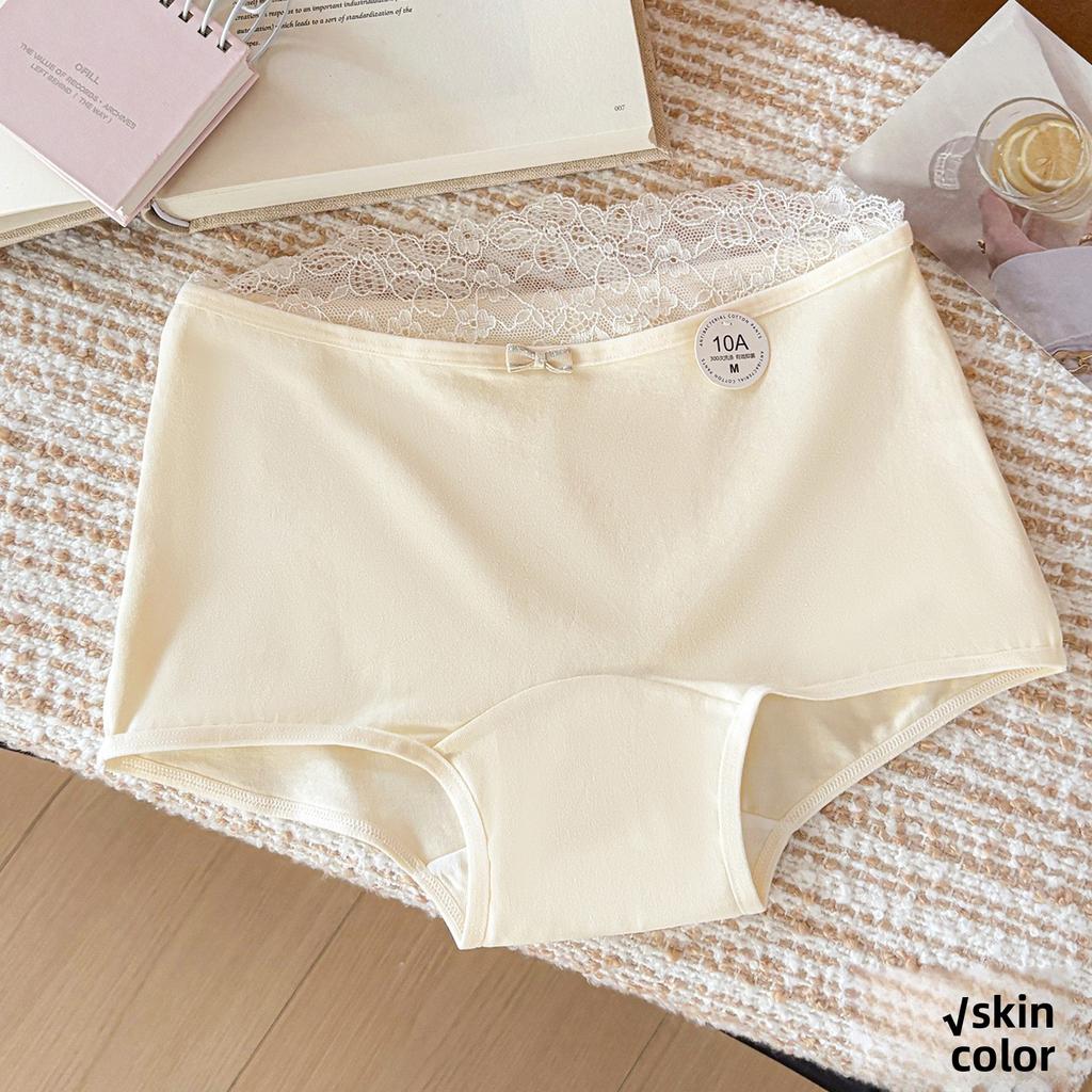 Ladies Summer Sweet Bow Cotton 10A Antibacterial Extended Mid Waist Flat Angle Briefs