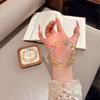 Handmade Natural Red Druzy Yellow Citrine Clear Quartz Beaded Bracelet Women Fashion Jewelry