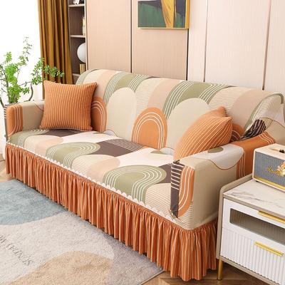 Elastischer Sofabezug mit Rüschensaum und geometrischem Muster – einteiliger, rutschfester und staubdichter Bezug für 1- bis 4-Sitzer-Sofas