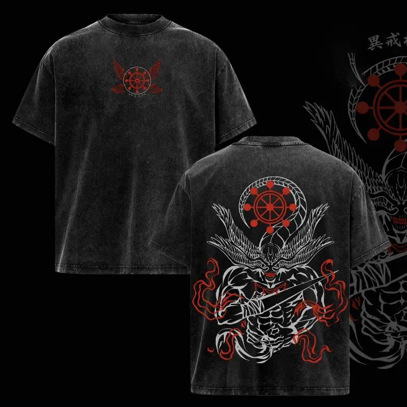 

Makora Jujutsu Kaisen T Shirt Manga Vintage Washed Oversized T-shirt Men s Unisex Clothing Summer Short Sleeve Cotton Tees Tops S чёрный