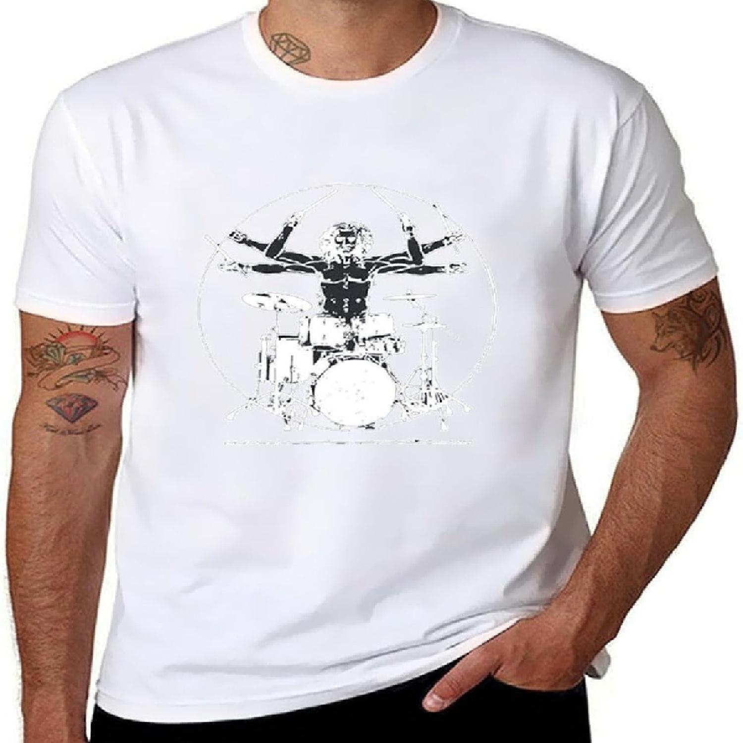 

Hcotproe Mens T-Shirt Davinci Drums T-Shirt Summer Casual Short Crew Short Sleeves Top XXXXXL білий