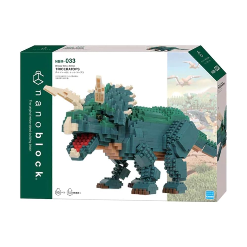 Nanoblock Dinosaur DX Triceratops NBM-033 Building Set with Detailed Design and Small Pieces