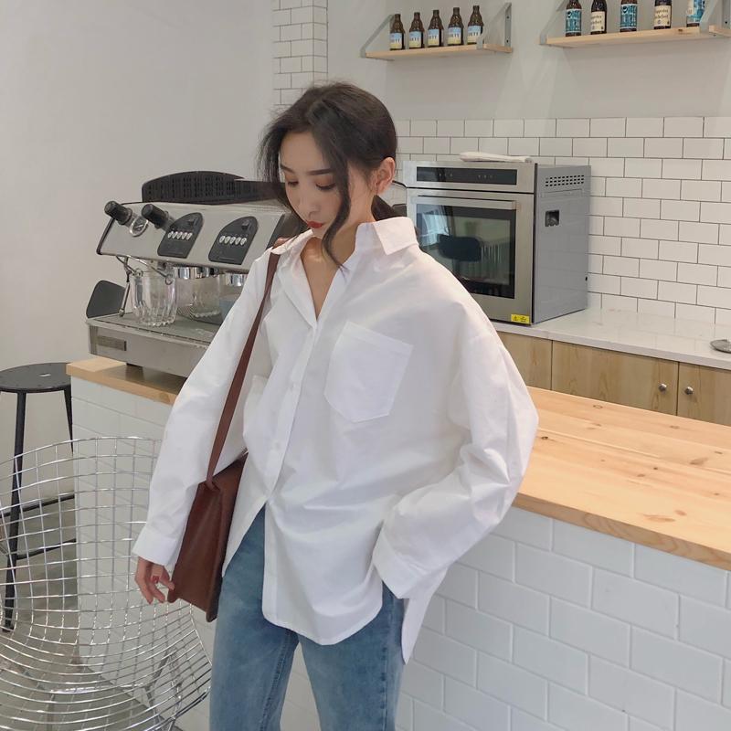 2026 Frühling Herbst Damen Hemden Weiß Einfach Locker Übergröße Blusen Damen Oberteile Locker BF Koreanischer Stil Blusen