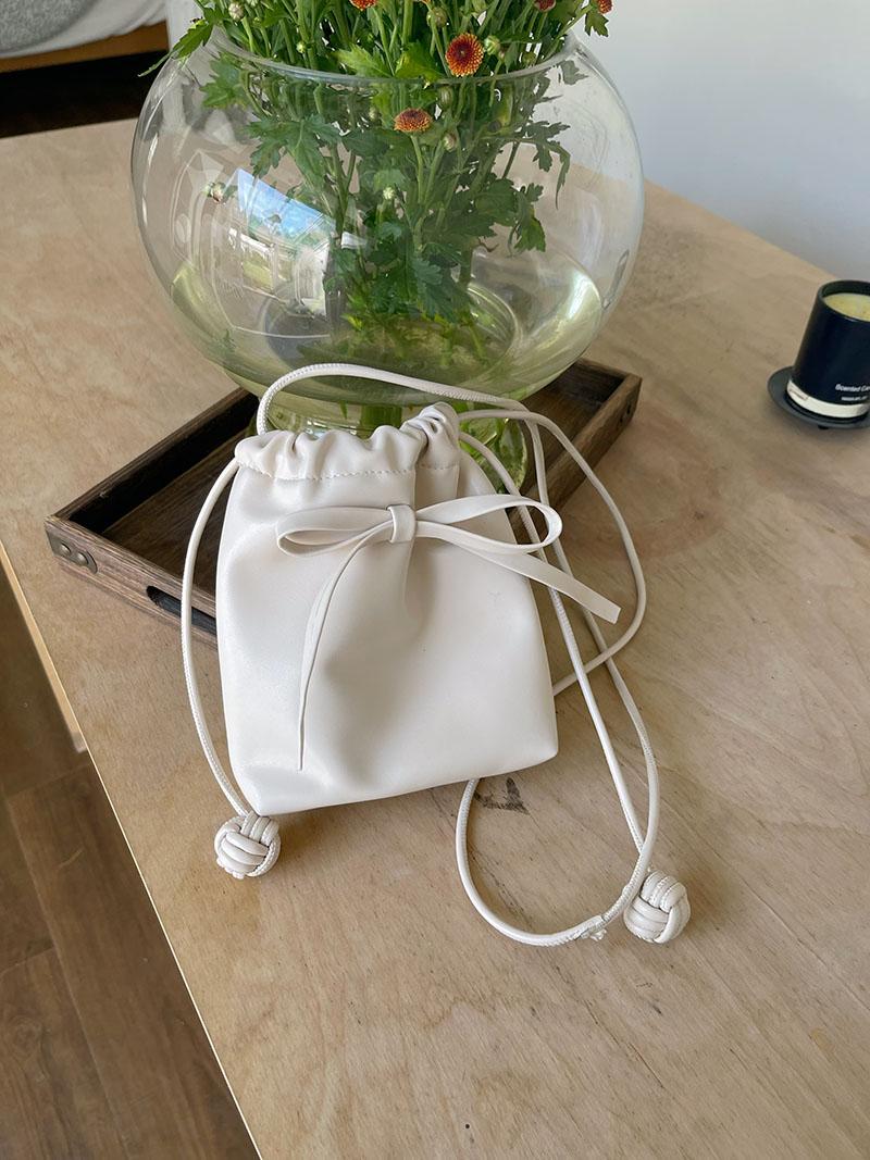 

Fashi Design Women s Bow Shoulder Bag Soft PU Leather Ladies Mini Crossbody Bags Small Phe Pouch Drawstring Clutch Purse бежевый