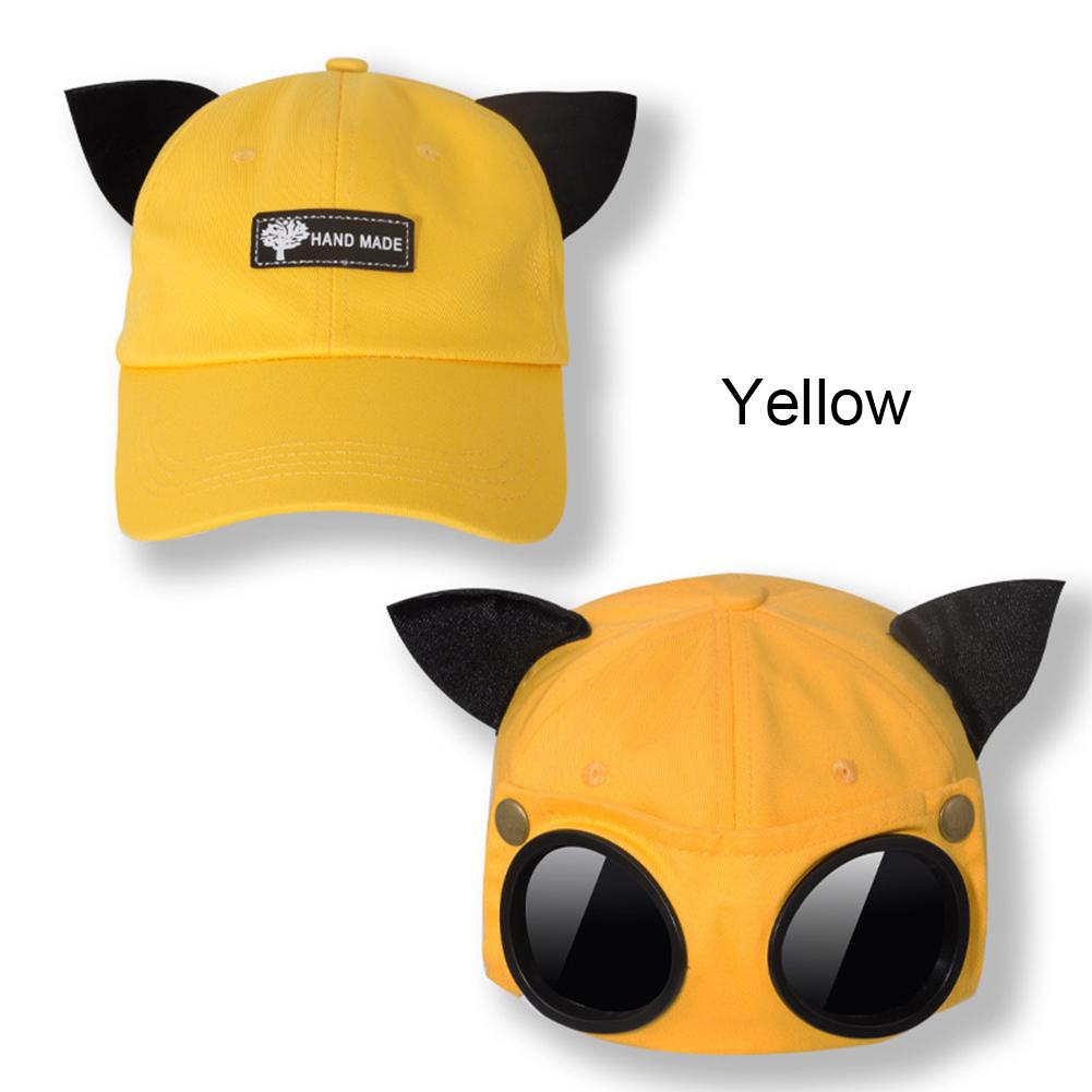 

Кепка-бейсболка с обратным козырьком, модная, с индивидуальностью, милая кепка с ушками, регулируемая, хлопковая, повседневная, уличная шляпа от солнца жёлтый